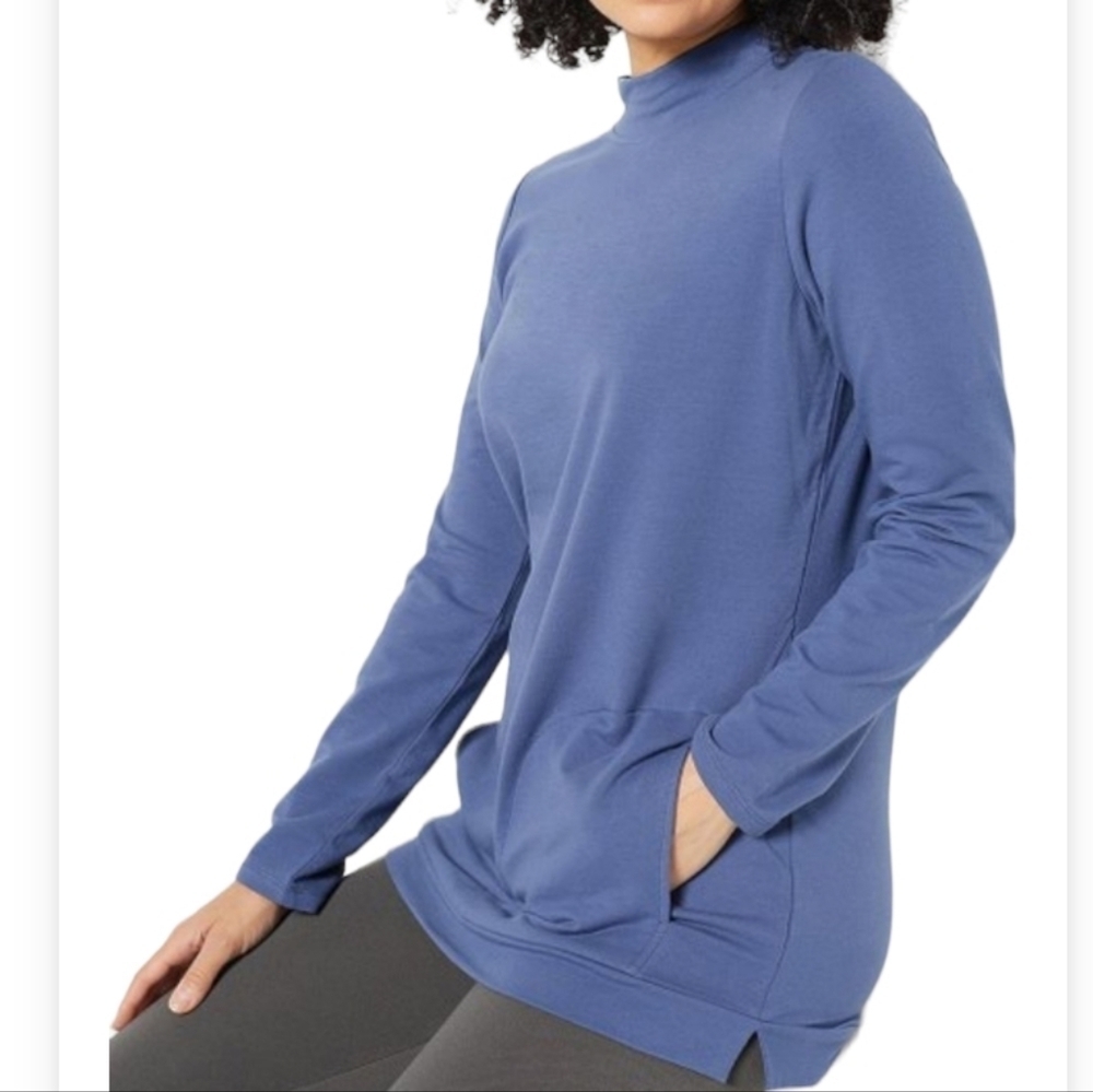 Denim & Co. Indigo French Terry Mini Mock Neck Tunic